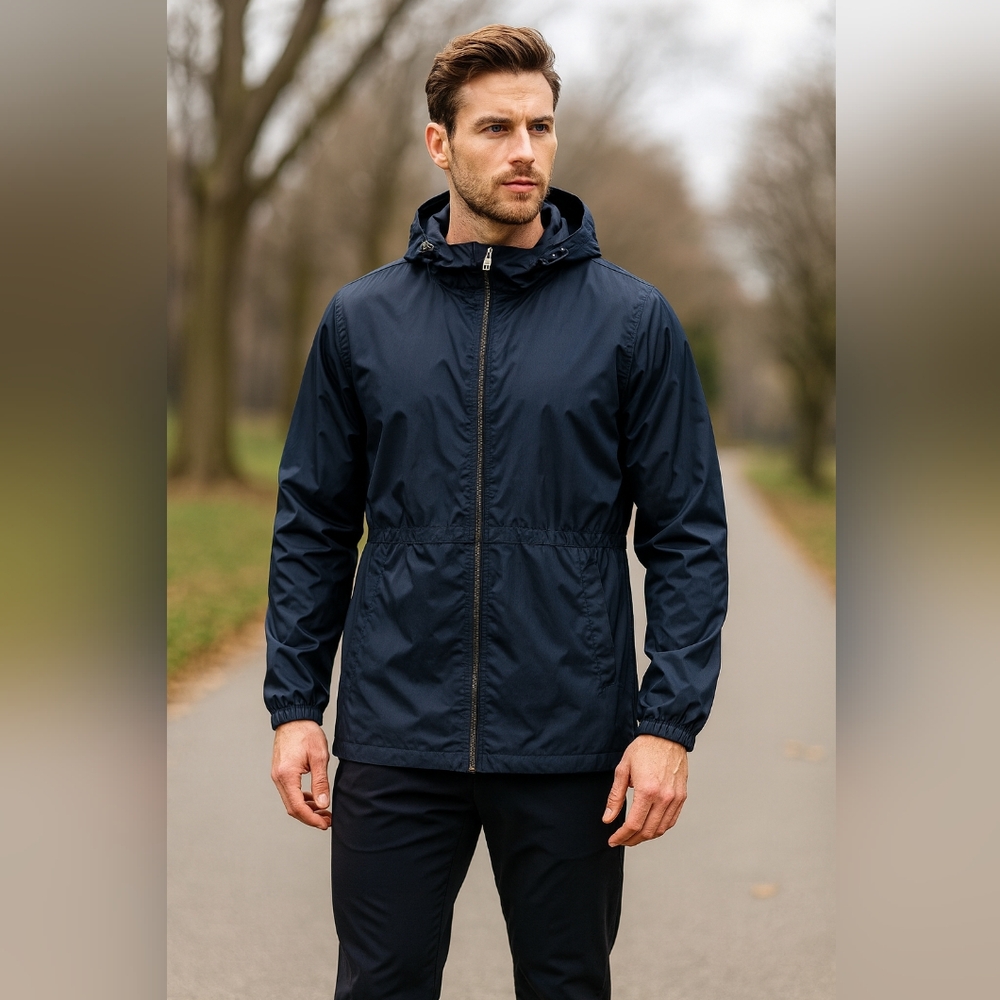 Woolrich Black Hooded Windbreaker Jacket Lightweight Outdoor Jacket